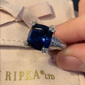 Judith Ripka Blue Quartz and Diamond ring